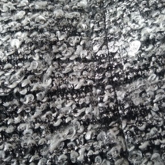 H&M Women's 8 Metallic Silver Heavyweight Boucle Tweed Zip Up Motorcycle Jacket - Picture 11 of 15